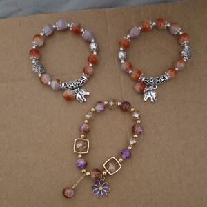 Elegant Beaded Bracelet Set with Elephant Charms
